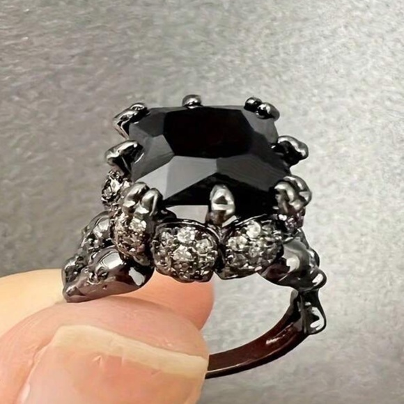 Jewelry | Skull Retro Gothic Style Ring Black Zirconia Size 7 9 | Poshmark